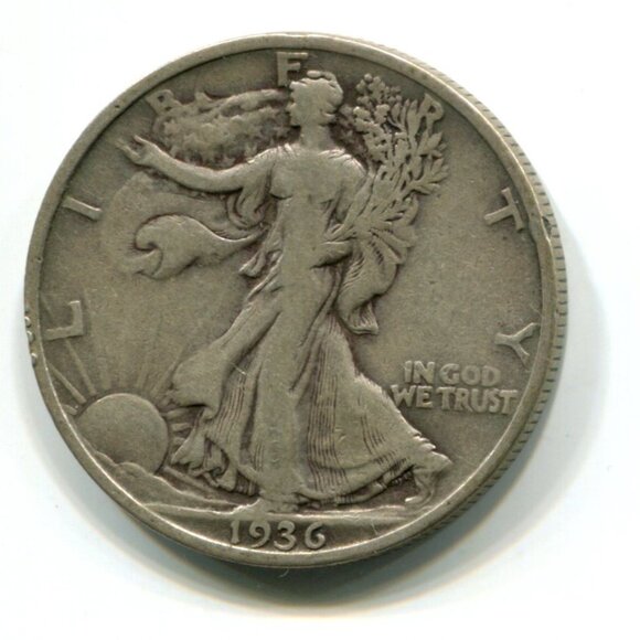 1936 USA Walking Liberty Half Dollar Coin (l2) - Picture 2 of 2